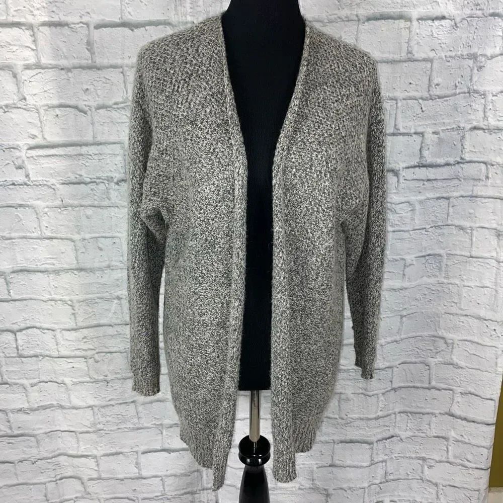Express women small open front knit cardigan gray